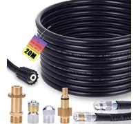 XIIW Tuyau Déboucheur Canalisation 20m Compatible avec Kärcher K2-K7 &Lavor | avec 2 Adaptateurs, Buses Rotatives et Fixes, Tuyaux 240bar pour nettoyeurs haute pression, Kit Furet Deboucheur Canalisation