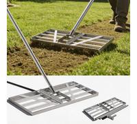 XIIW XXL Râteau de Nivellement Pelouse 85 x 35 cm, Manche Réglable 200 cm | Acier Inoxydable V2A Épaissi, Outil pour Niveler Gazon, Pelouse et Sol, Jardins, Terrains de Golf et de Football