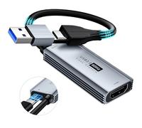 XIIXMASK Carte de Capture Vidéo USB 3.0 avec 100W PD - HDMI vers USB-A/C, Capture en 1440P 30fps et 1080P 60fps pour Streaming et Enregistrement de Jeux - Compatible avec Quest 3, Switch, PS4/PS5