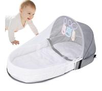 Xiixuuj Berceau Pliable, Lit De Voyage Bebe, Berceau Pliant dans Le Lit Berceau pour Bébé, Berceau Portatif avec Jouets De Développement Et Auvent, Respirant Chevet Lavable