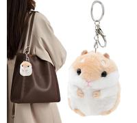 Xiixuuj Porte-clés mignon en peluche, hamster, brun, pour sac à main, sac à dos, tous les âges, unisex