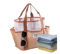 Xiixuuj Sac de plage, sac d'épicerie réutilisable, grand sac fourre-tout multifonction pour femme, pour voyage, gym, vacances, école, vacances, été, famille, marron, Refer to description