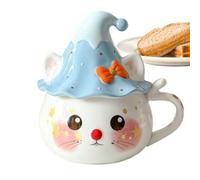 Xiixuuj Tasse à café en forme de chat mignon avec poignée ergonomique | Chapeau de sorcière d'Halloween - Tasse à café pour café, lait, whisky, eau, plein air, randonnée, camping, vacances, fête