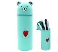 Xiixuuj Trousse à Crayons, étui en Silicone d'ours de Dessin animé de Grande capacité, Articles de Toilette Portables, Stylo d'examen, Trousse à Crayons, Sac de Voyage, Trousse de Maquillage,