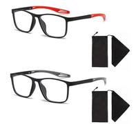 XIJEQOW 2 Paires de Lunettes de Lecture à Zoom Intelligent, Lunettes de Vue Réglables Automatiquement pour Presbytie, Mise au Point Automatique et Claire, Inclus 2 Étuis et 3 Chiffons, Noir et Rouge