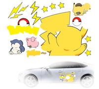 XIJEQOW Piko stickers voiture, autocollants jaunes en dessin animé, parfait pour votre voiture, ensemble d'autocollants A4 avec motifs raisonnables et résistants à l'eau et au soleil