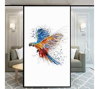 Xijier No Glue Decorative Privacy Frosted Window Film Bird Parrot Pattern Glass Door Window Covering Window Decals Window Sticker for Home Office 50x180cm(19.7"x70.9")