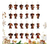 Xijobido Calendrier de l'Avent Pendentif,Compte à Rebours 24 Jours Suspension Thème Teckel - Art Collection Plat 2D Saisonnier pour Fenêtre Mur Clôture Cheminée Salon Arbre,Familial Ados Adultes Amis