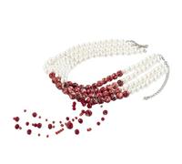 Xijobido Collier Serre-Cou De Perles De Sang - Bijou Claviculaire Gothique Vampire À Franges Style Punk Pour Halloween | Accessoire Multistrates pour Cosplay Déguisement Jeu de Rôle Spectacle