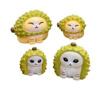 Xijobido Décor de Voiture de Chat, Ensemble de Figurines de Voiture de Chat - Figurines de Tableau de Bord, 4 pièces, Ornement de Tableau de Bord en Chat Durian Mignon - Ornements en résine