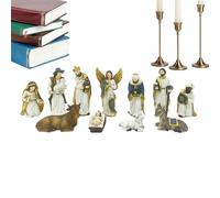 Xijobido Figurines de la Nativité de Noël d'Intérieur 11 Pièces - Figurines Résine Sainte Famille Décoration Table | Décoration de Noël Crèche Statue pour Maison Famille Chrétienne Église Table