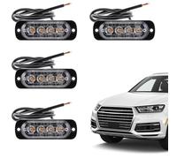 Xijobido Lumières stroboscopiques clignotantes, Lumières clignotantes à montage en avec 4 DEL, Lampes stroboscopiques 12V-24V de voyant d'avertissement de danger de balise de LED imperméables pour la