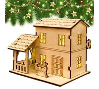 Xijobido Maisons du Village de Noël,Modèle de Village de Noël éclairé | Décoration de Bureau Artisanale DIY, Figurines de Collection de Cabine en Bois, décorations de noël, Cadeaux de fête