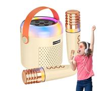 Xijobido Petite Machine À Karaoké,Lecteur De Musique avec Lumières LED - Haut-Parleur de Karaoké Portable avec Microphone - pour Camping Voyage Maison Pratique De Chant Salle De Classe Anniversaire