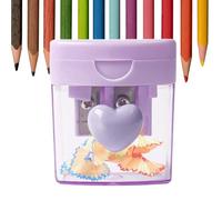 Xijobido Taille-crayon Portatif,Avec Couvercle Coloré et Double Trou pour Accessoires - Taille-crayon Mignon,Pour Salle De Classe Création Artistique Dessin À Domicile Jardin