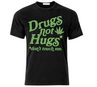 XIKANGGMEI Drugs Not Hugs Social Distancing Cannabis T Shirt Black