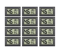 Xikar Lot de 12 petits thermomètres hygromètres numériques électroniques avec écran LCD et hygromètre Celsius