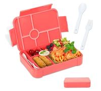 XIKAYA Boîte à déjeuner pour enfant avec compartiments,boîte à bento pour enfants,1350ml,anti fuite pour enfant,Utilisation sûre des fours à micro-onde et des lave-vaisselle (rose)