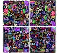 XIKAYA Lot de 200 autocollants néon graffiti en vinyle imperméable - Pour ordinateur portable, skateboard, gourde, MacBook, vélo, valise et plus encore (pas de motif répétitif)