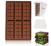 XIKAYA Moule Tablette Chocolat, Moule chocolat profond, Moule silicone Tablette de Chocolat, Avec grattoir et sac, Pour 6 chocolat, praline, bonbons (carré, sans BPA)