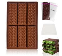 XIKAYA Moule Tablette Chocolat, Moule chocolat profond, Moule silicone Tablette de Chocolat, Avec grattoir et sac, Pour 6 chocolat, praline, bonbons (carré, sans BPA)