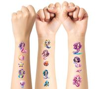 XIKAYA Tatouage Ephemere Tatouage Enfant Sirène Pailleté - 12 Modèles étincelants & étanches pour Décorations de Fête, Anniversaires et Invitations Magiques (Flash)