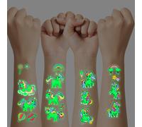 XIKAYA Tatouage Ephemere Tatouage Enfant Sirène Pailleté - 12 Modèles étincelants & étanches pour Décorations de Fête, Anniversaires et Invitations Magiques (Luminescence nocturne)