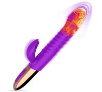 XIKDJ Vibromasseurs Point G Vibromasseur Lapin Chauffant À Poussée, Gode Lapin Réaliste Rechargeable avec 5 Poussées Et 10 Vibrations, Jouets Sexuels pour Adultes pour Couple Féminin,D