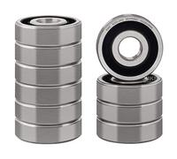 XiKe 10 Pièces 6200-2RS Roulements à billes 10x30x9mm Acier chromé et Double joint en caoutchouc et Pré-lubrifié, 6200RS Roulements à billes à gorge profonde.