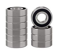 XiKe 10 Pièces 6204-2RS Roulements à billes 20x47x14mm Acier chromé et Double joint en caoutchouc et Pré-lubrifié, 6204RS Roulements à billes à gorge profonde.