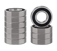 XiKe 10 Pièces 6205-2RS Roulements à billes 25x52x15mm Acier chromé et Double joint en caoutchouc et Pré-lubrifié, 6205RS Roulements à billes à gorge profonde.