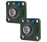 XiKe 2 Pcs UCF204 Alésage 20mm Roulements carrés à palier lisse montés sur flasque, Coquille intégrale en fonte et roulements auto-alignants en acier chromé.
