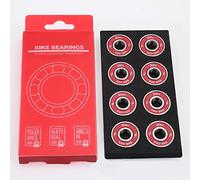 XiKe 608-2RS/608RS Roulements de skateboard 8x22x7mm, Double étanche et Acier chromé, adaptées aux planches à roulettes, longboards, trottinettes et roller en ligne droite (8 pièces, Rouge）