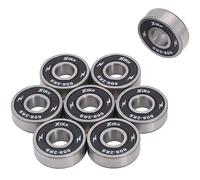 XiKe 608-2RS/608RS Roulements de skateboard 8x22x7mm, Double étanche et Acier chromé, adaptées aux planches à roulettes, longboards, trottinettes et roller en ligne droite (8 pièces, Noir）