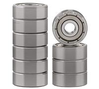 XiKe Roulements à billes 625ZZ | 5x16x5mm en acier 100Cr6, pré-lubrifiés avec double métallique (ZZ) - Lot de 10 pièces.