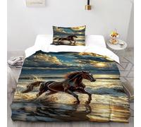 XIKMLSID 2 Pièces Literie Coucher de Soleil Jeep Imprimé Motif,avec 1 Taies d'oreiller Avion Lune 3D Doux Et Confortable Literie pour Les Adultes Et Les Filles Enfants Single（135x200cm）