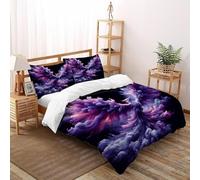 XIKMLSID 3 Pièces Ensemble De Housse De Couette Phoenix Violet pour Enfants Garçons Filles Dessin Animaux Imprimé,Parure De Lit en Microfibre Douce 100% Coton King（220x240cm）