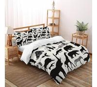 XIKMLSID 3 Pièces Ensemble De Literie 3D Silhouettes d'animaux Imprimé Housse De Couette Garçons Et Adolescents Enfants Fille Faune Sauvage Housse De Couette King（220x240cm）