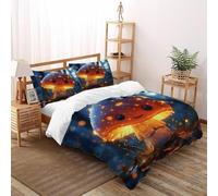 XIKMLSID Champignons fluorescents 3 Pièces Housse De Couette Plante Impression 3D,literie en Microfibre Hypoallergique Convient Aux Adultes Enfants Double（200x200cm）