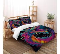 XIKMLSID Dragon coloré Parure 3 Pièces Housse De Couette Faune Sauvage 3D Moderne Haut De Gamme,Convient Aux Adultes Enfants,avec 2 Taies d'oreiller Super King（260x220cm）
