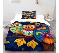 XIKMLSID étoilée Sky Owl Parure De Lit Adulte Enfant Animaux Mignons,Housse De Couette en Microfibre,Ensemble De Literie avec 1 Housse De Couette + 1 Taies d'oreiller Single（135x200cm）