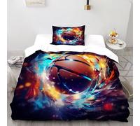 XIKMLSID Graffiti de Basket 2 Pièces ArtThème 3D Nordic Style Youth Housse De Couette,Doux Et Confortable 100% Coton Convient Aux Adultes Enfants,avec Taie d'oreiller Single（135x200cm）