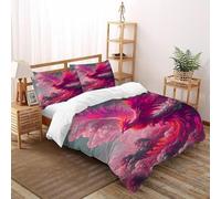 XIKMLSID Housse De Couette Phoenix Rose Parure De Lit 2 Personnes 3 Pièces Faune Sauvage Housse De Couette avec Taie d'oreiller,Convient Aux Adultes Enfants Double(200x200cm)