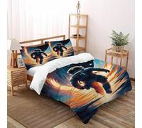 XIKMLSID Housse De Couette planète Astronaute Parure De Lit 2 Personnes 3 Pièces Yak Neige Housse De Couette avec Taie D'oreillerDouble（200x200cm）