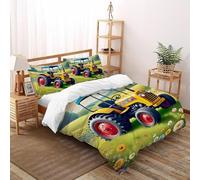 XIKMLSID Housse De Couette Tracteur Parure De Lit 2 Personnes 3 Pièces Agriculture Housse De Couette avec Taie d'oreiller,100% Coton,Convient Aux Adultes Enfants Double（200x200cm）