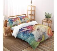 XIKMLSID Licorne Mane Parure 3 Pièces Housse De Couette Faune Sauvage 3D Adulte Moderne Haut De Gamme Doux Et Confortable avec 2 Taies d'oreiller King（220x240cm）