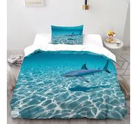 XIKMLSID Monde sous-Marin 2 Pièces Housse De Couette Océan S Impression 3D,literie en Microfibre Douce Et Confortable Convient Aux Adultes Enfants Single（135x200cm）
