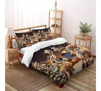 XIKMLSID Noël Rennes Parure De Lit 3 Pièces,en Microfibre, Animaux Mignons 3D,avec Fermeture Éclair Taie d'oreiller King（220x240cm）