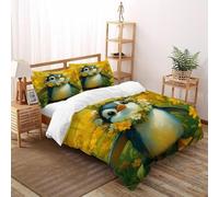 XIKMLSID Penguin Fleurs 3 Pièces Housse De Couette Animaux Mignons S Impression 3D,literie en Microfibre Douce Et Confortable Convient Aux Adultes Enfants King（220x240cm）