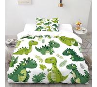 XIKMLSID Petit Dinosaure Parure 2 Pièces Housse De Couette Animaux Multi-éléments 3D Les Jeunes Douceur Haut De Gamme + Drap Housse Single（135x200cm）